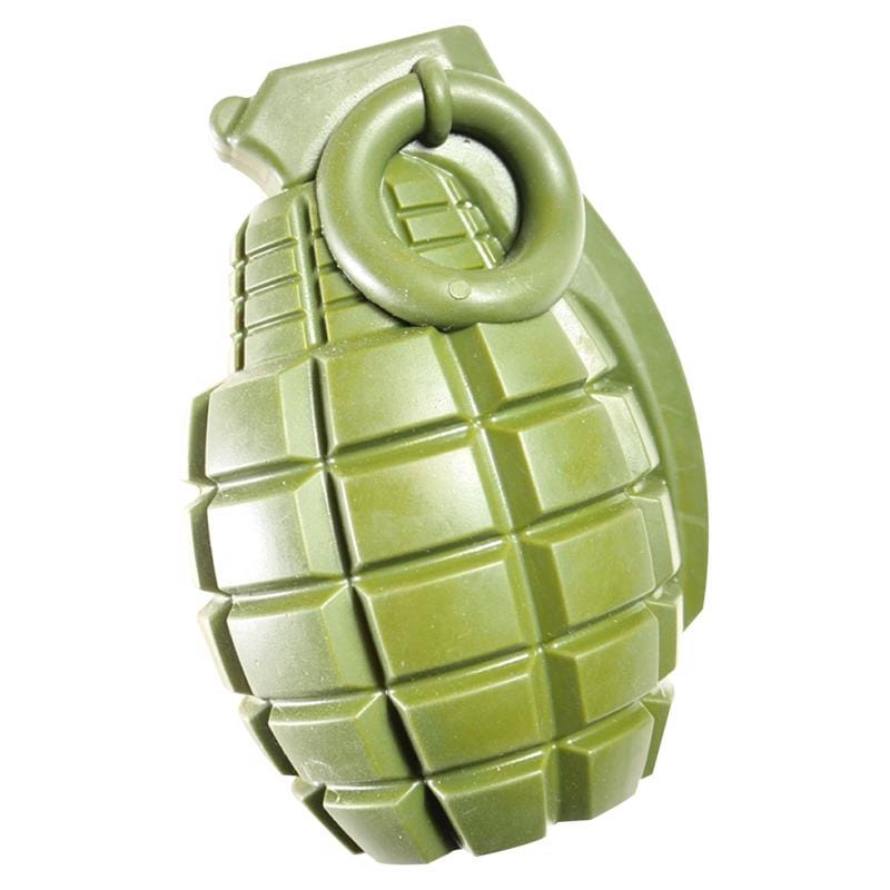 Operation Good Boy OGBTOY002 Grenade Toy For Dog Green Rubber Dog Treat Toy/Dispenser 1 pk