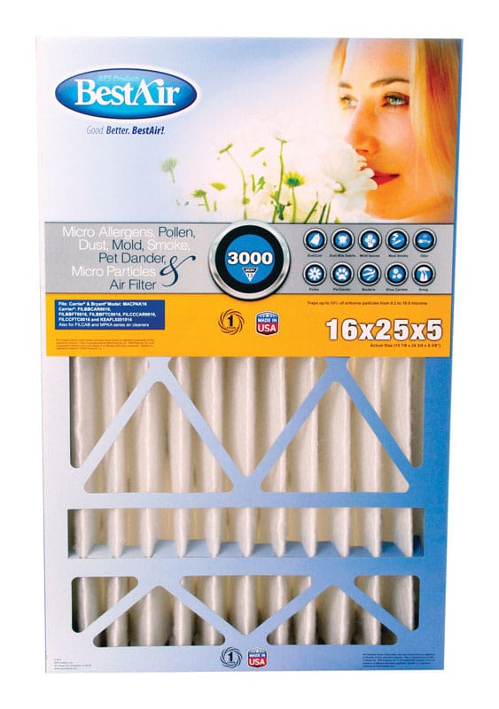 Bestair CB1625-13R 16 in. W X 25 in. H X 5 in. 13 MERV Pleated Air Filter 1 pk