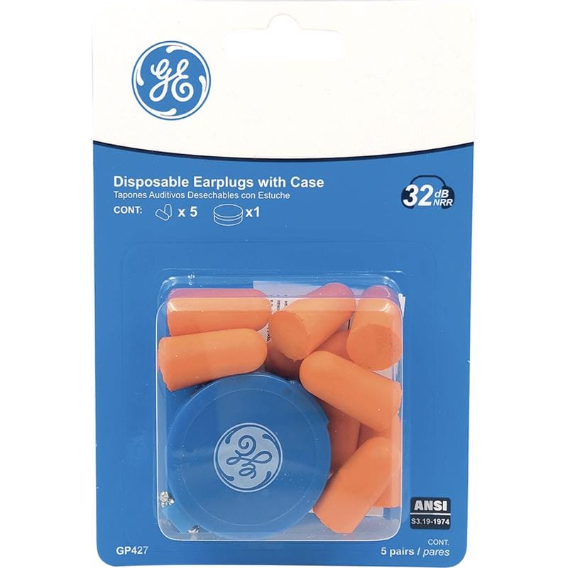 General Electric GP427 32 dB Polyurethane Foam Bullet Earplugs Orange 5 pair
