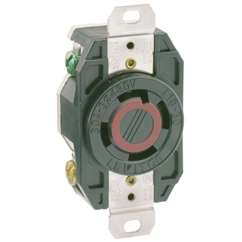 Leviton 02730-000 V-O-Max 30 amps 480 V Black Outlet L16-30R 1 pk