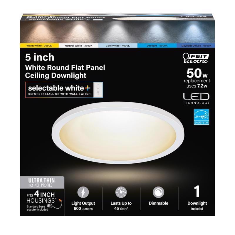 Feit 74202/6WYCA EDGELIT Frost White 4 in. W Aluminum LED Retrofit Recessed Lighting 6.5 W