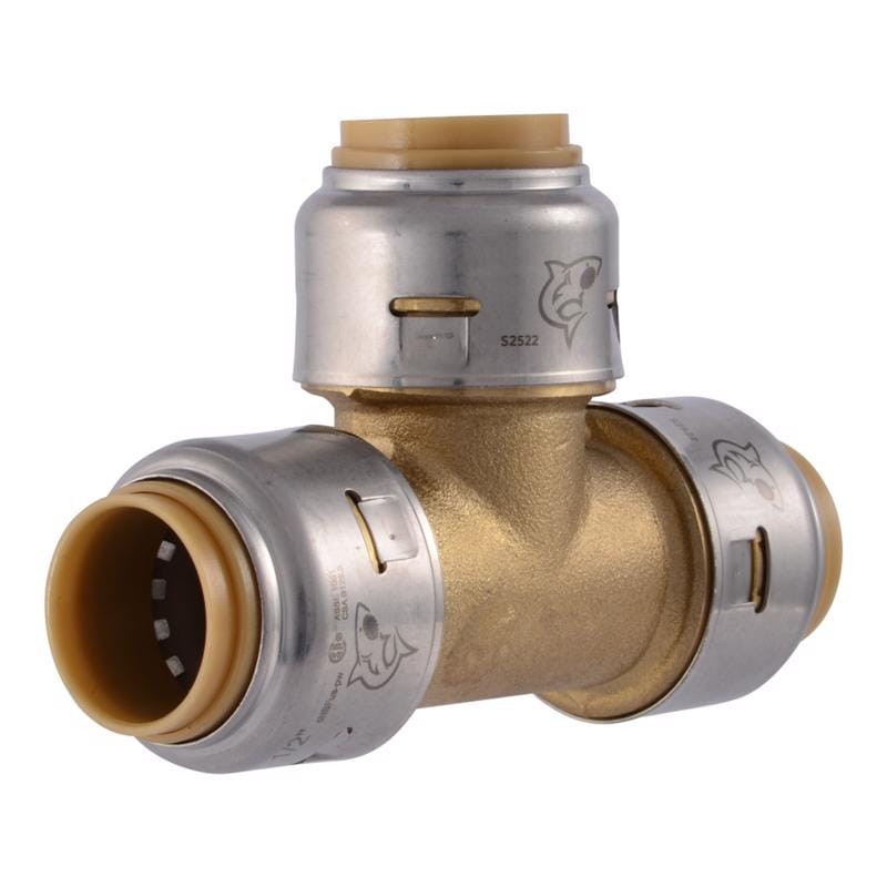 Sharkbite UR362A4 Push to Connect 1/2 in. PTC X 1/2 in. D PTC Brass Tee