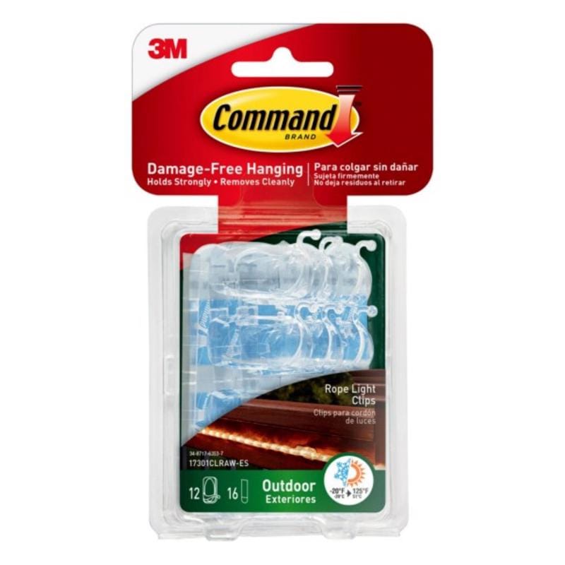 3M 17301CLRAW-ES Command Small Plastic Light Clips 1.33 in. L 12 pk