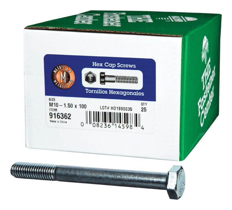 Hillman 916362 M10-1.50 mm D X 100 mm L Heat Treated Zinc Steel Hex Head Cap Screw 1 pk