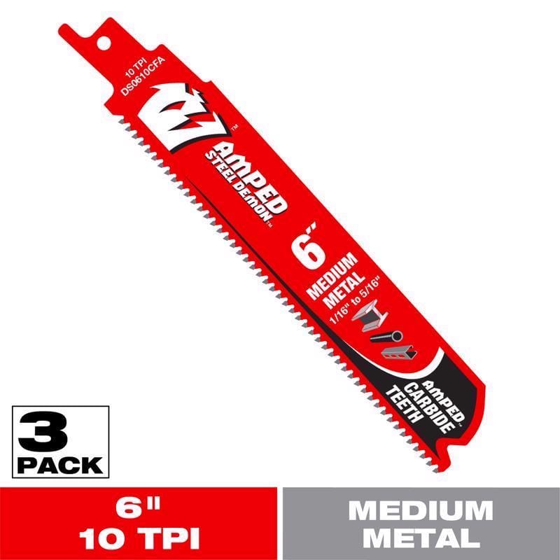Diablo DS0610CFA3 Demo Demon Amped 6 in. Carbide Tipped Medium Metal Reciprocating Saw Blade Set 10 TPI 3 pk