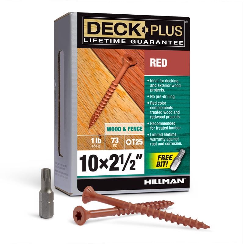 Hillman 48429 Deck Plus No. 10 Ga. X 2-1/2 in. L Red Star Flat Head Exterior Deck Screws 1 lb 73 pk