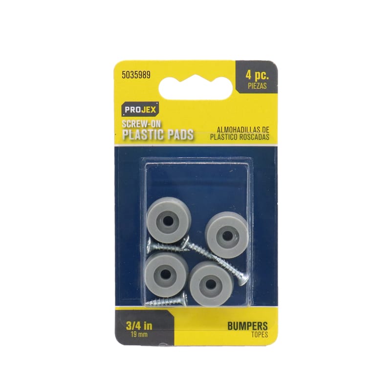 Projex P0123 Plastic Bumper Pad Gray Round 3/4 in. W 4 pk
