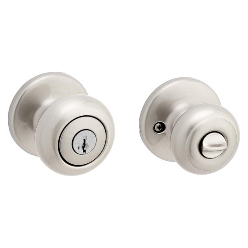 Kwikset 94002-954 SmartKey Security Satin Nickel Entry Knob KW1 2-3/4 in.