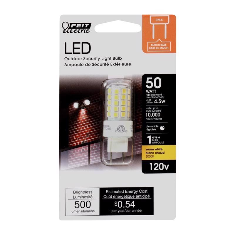Feit BP50G8.6/830LED T4 GY8.6 LED Bulb Bright White 50 Watt Equivalence 1 pk