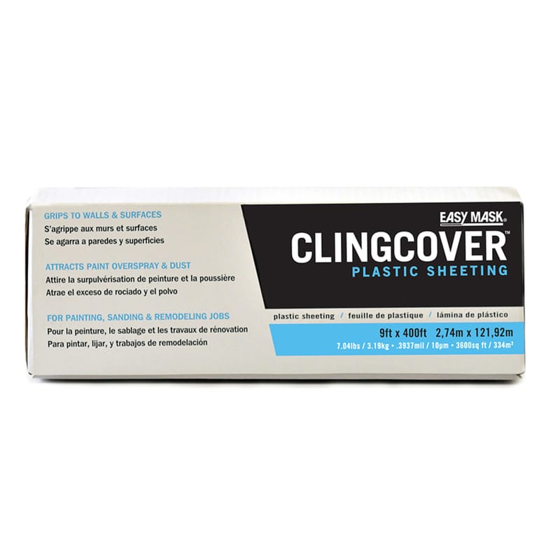 Easy Mask 79400 ClingCover Plastic Sheeting 0.3 mil X 9 ft. W X 400 ft. L Polyethylene Clear 1 pk