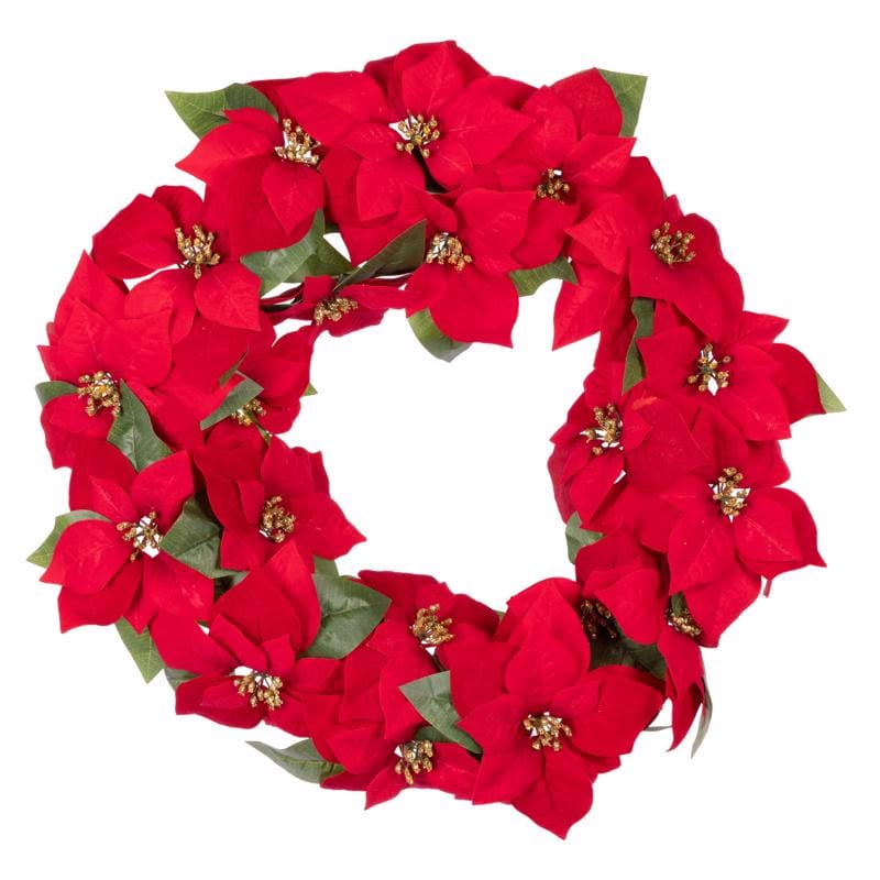 Celebrations 09-02174A 24 in. D Poinsettia Blooms Wreath
