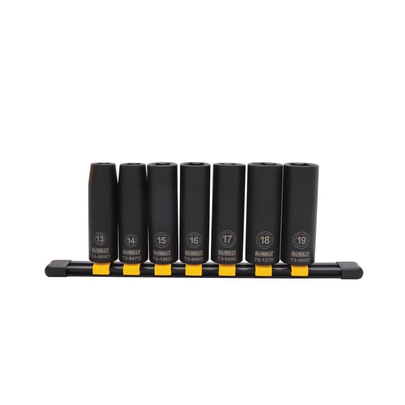 Dewalt DWMT74449OSP 1/2 mm X 1/2 in. drive Metric 6 Point Deep Impact Socket Set 7 pc