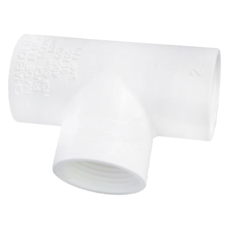 Charlotte Pipe PVC 02402 0800 Schedule 40 3/4 in. FPT X 3/4 in. D FPT PVC Threaded Tee 1 pk