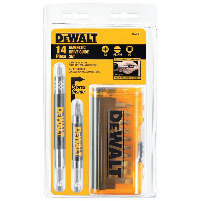 Dewalt DW2097 Assorted Drive Guide Bit Set Heat-Treated Steel 14 pc