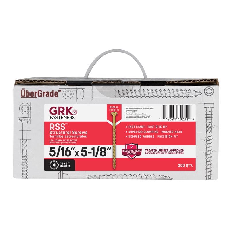 GRK Fasteners 10231 5/16 in. in. X 5-1/8 in. L Star Hex Head W-Cut Structural Screws