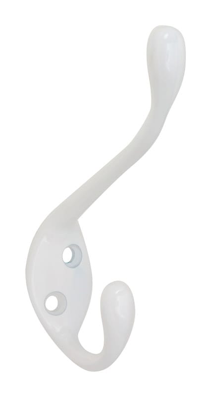 National Hardware N266-056 White Zinc Decorative Ball Tip Heavy Duty Garment Hook 35 lb. cap. 1 pk