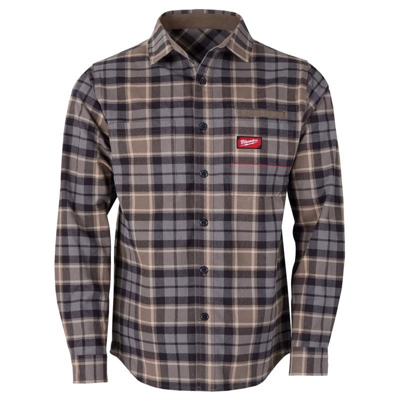 Milwaukee M551G-XL Gridiron XL Long Sleeve Men's Collared Gray Flannel Shirt