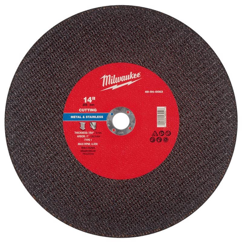 Milwaukee 49-94-0063 14 in. D X 1 in. X 7/64 in. thick Metal Cut-Off Wheel 1 pc