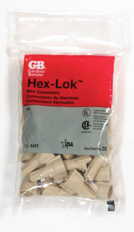 Gardner Bender 25-1H1 Hex-Lok 22-8 Ga. Copper Wire Connector Tan 25 pk