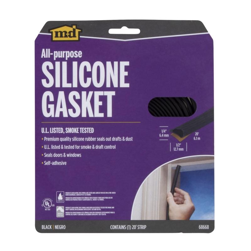 M-D Building Products 68668 Black Silicone Weatherstrip For Doors 240 in. L X 0.25 in.