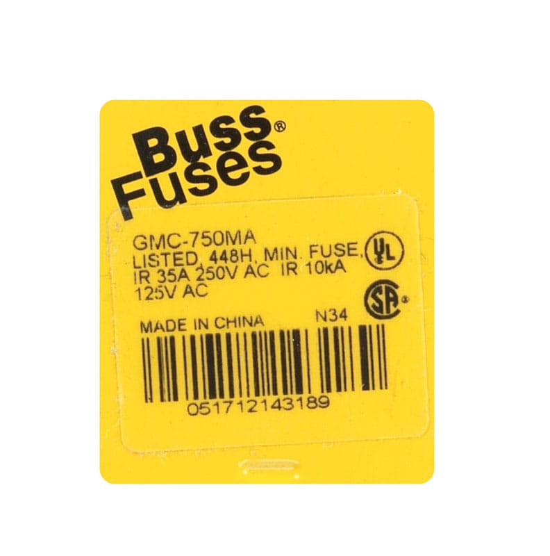 Bussmann GMC-750-R 750 amps Time Delay Fuse 5 pk