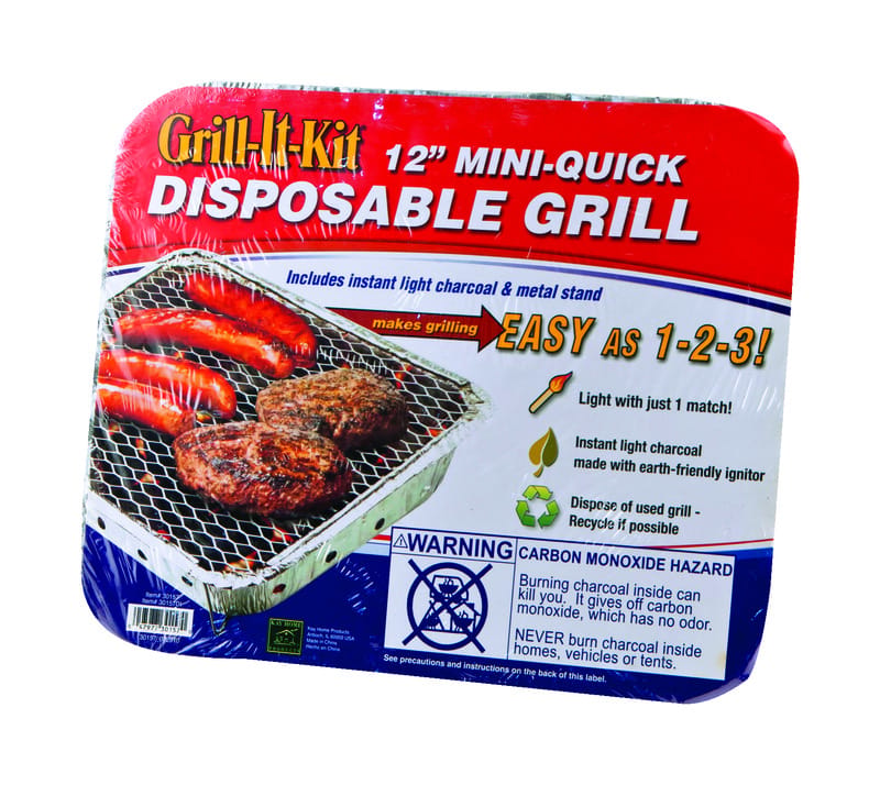Marsh Allen 30157 12 in. Grill-It-Kit Charcoal Disposable Grill Silver