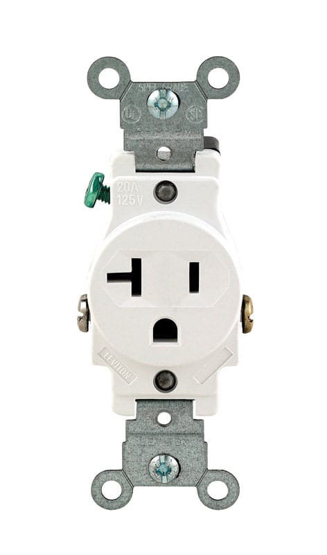 Leviton 05801-KWS 20 amps 125 V Single White Outlet 5-20R 1 pk
