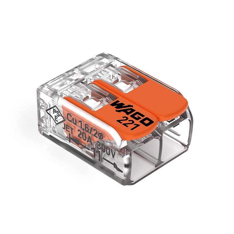 Wago 0221412K00-012 221 Series 2 Port Lever Cable Connector 50 pk