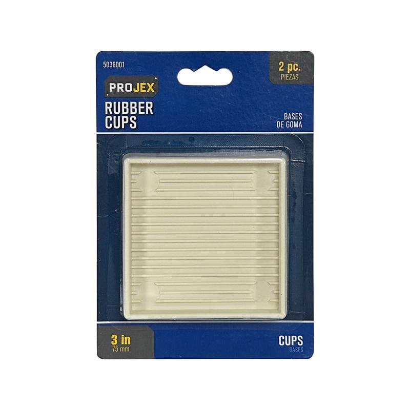 Projex P0023 Rubber Furniture Cups White Square 3 in. W X 3 in. L 2 pk