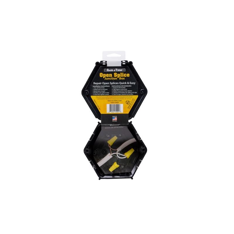 Rack-A-Tiers JB400 Open Splice Old Work 25.8 cu in Octagon Plastic 4 gang Junction Box Black