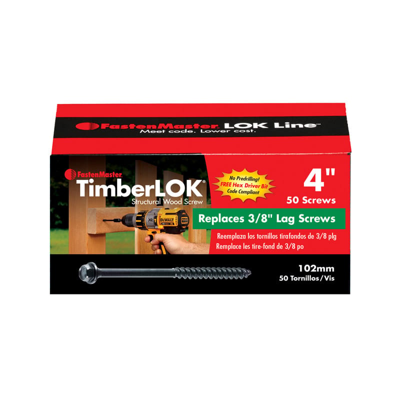 Fastenmaster FMTLOK04-50 TimberLOK No. 10 X 4 in. L Hex Epoxy Coarse Wood Screws 50 pk