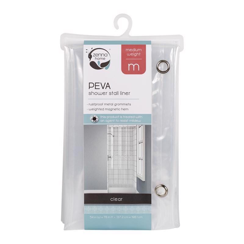 Zenna Home LPSMKKL 78 in. H X 54 in. W Clear Solid Stall Liner PEVA