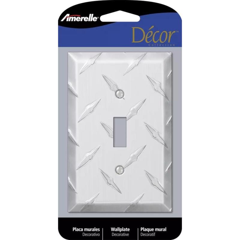 Amerelle 955T Diamond Silver 1 gang Stamped Aluminum Toggle Wall Plate 1 pk