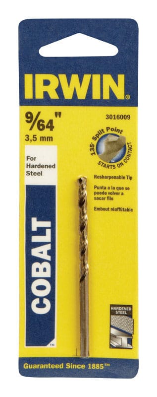 Irwin 3016009 9/64 in. X 2-7/8 in. L Cobalt Alloy Steel Drill Bit Straight Shank 1 pc