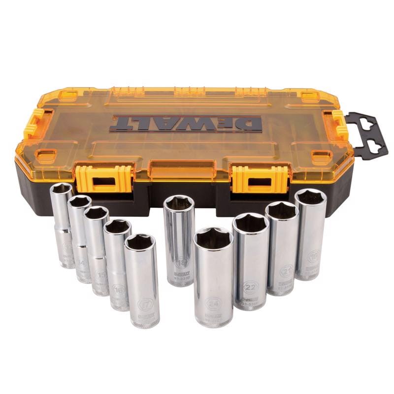 Dewalt DWMT73815 1/2 in. drive Metric 6 Point Deep Socket Set 10 pc