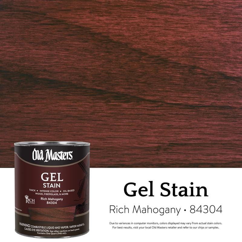 Old Masters 84304 Semi-Transparent Rich Mahogany Oil-Based Alkyd Gel Stain 1 qt