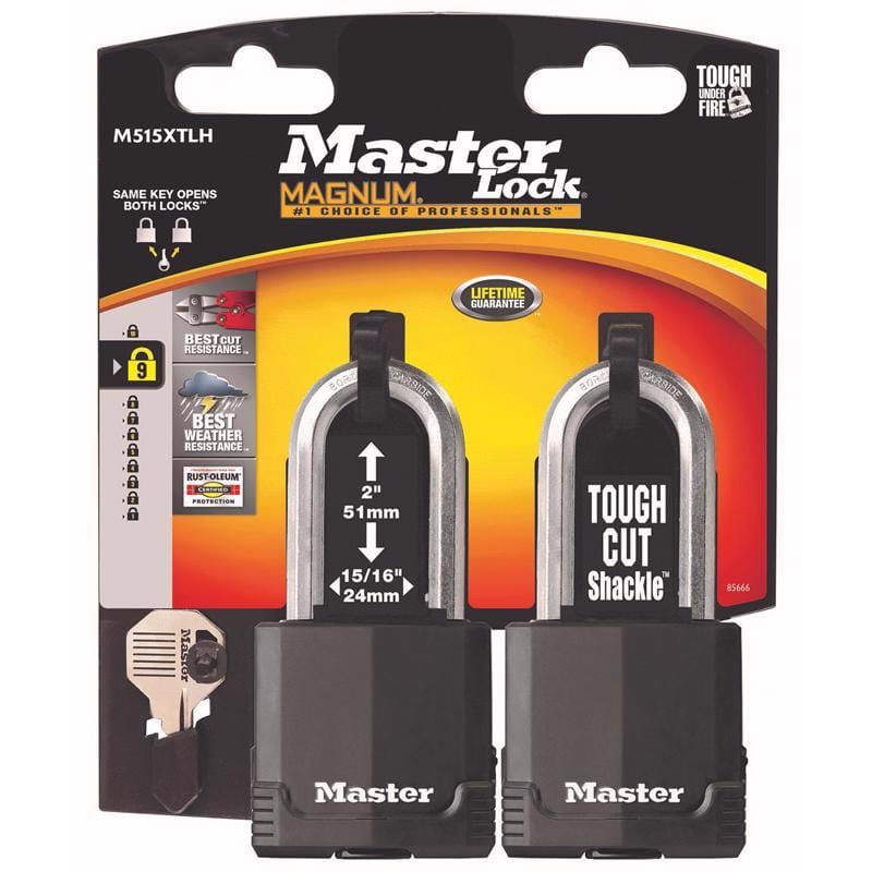 Master Lock M515XTLHCCSEN Magnum 2 in. H X 1-5/16 in. W X 2 in. L Steel Ball Bearing Locking Weather-Resistant Pad