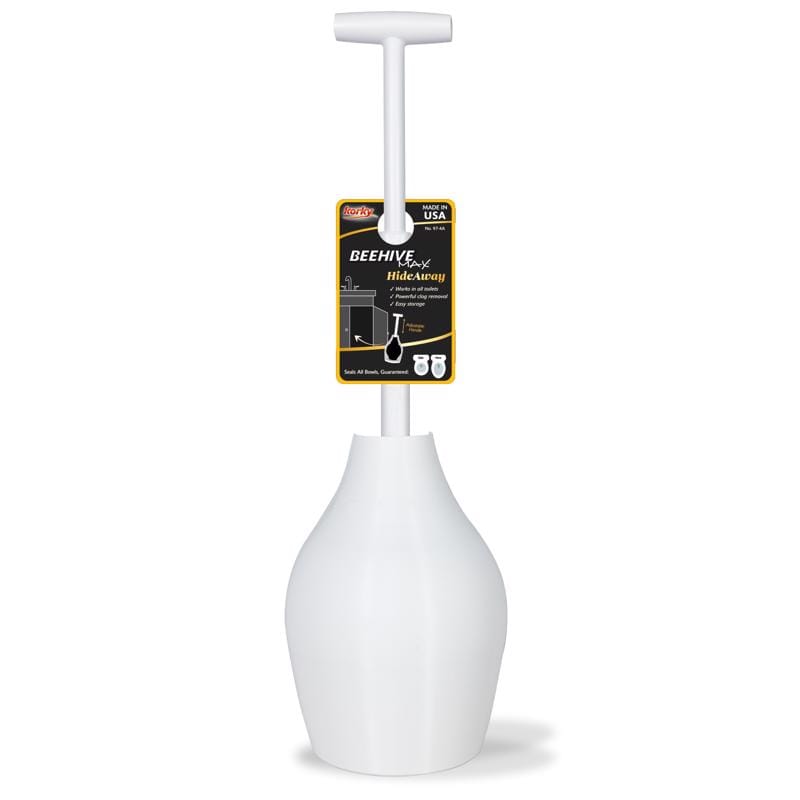 Korky 97-4A Beehive Max Hideaway Toilet Plunger with Holder 16 in. L X 6 in. D