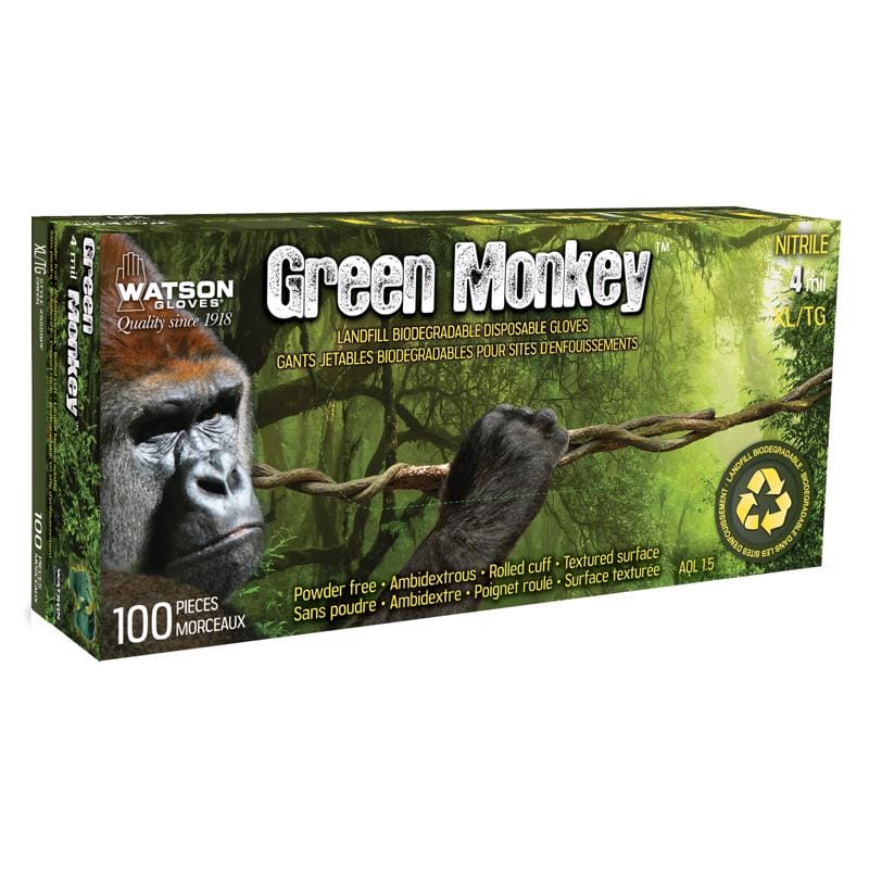 Watson Gloves 5559PF-X Green Monkey XL Nitrile Textured Pattern Black/Silver Disposable Gloves