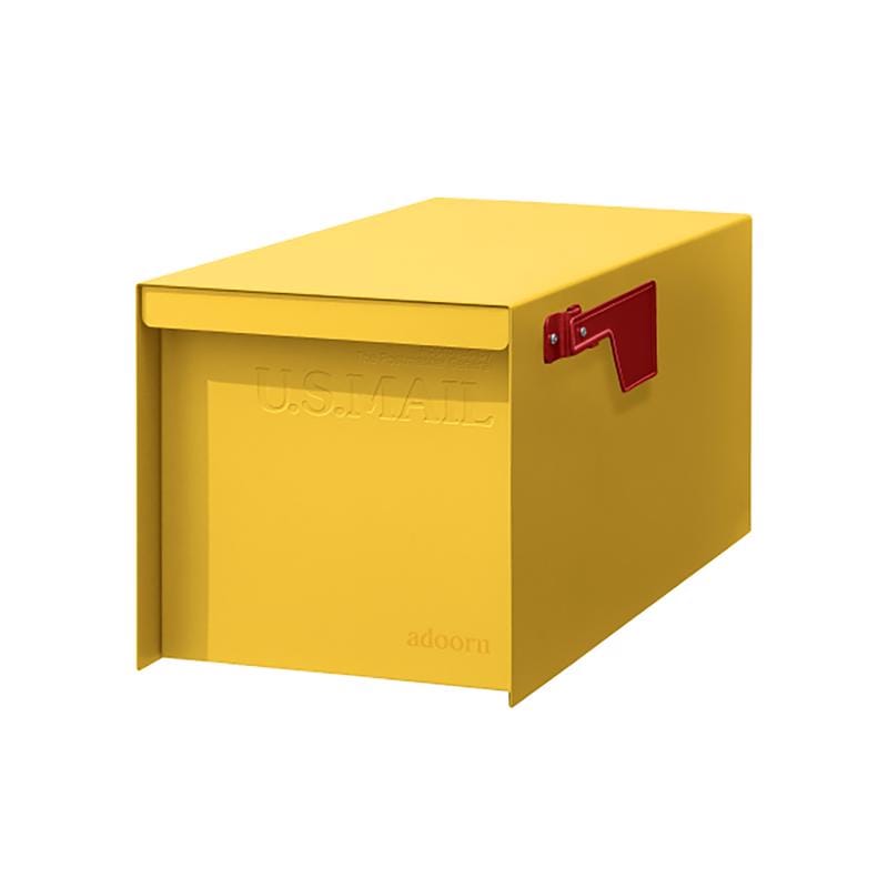 Adoorn PMNL21YELLOWCB Galvanized Steel Post Mount Curb Yellow Mailbox
