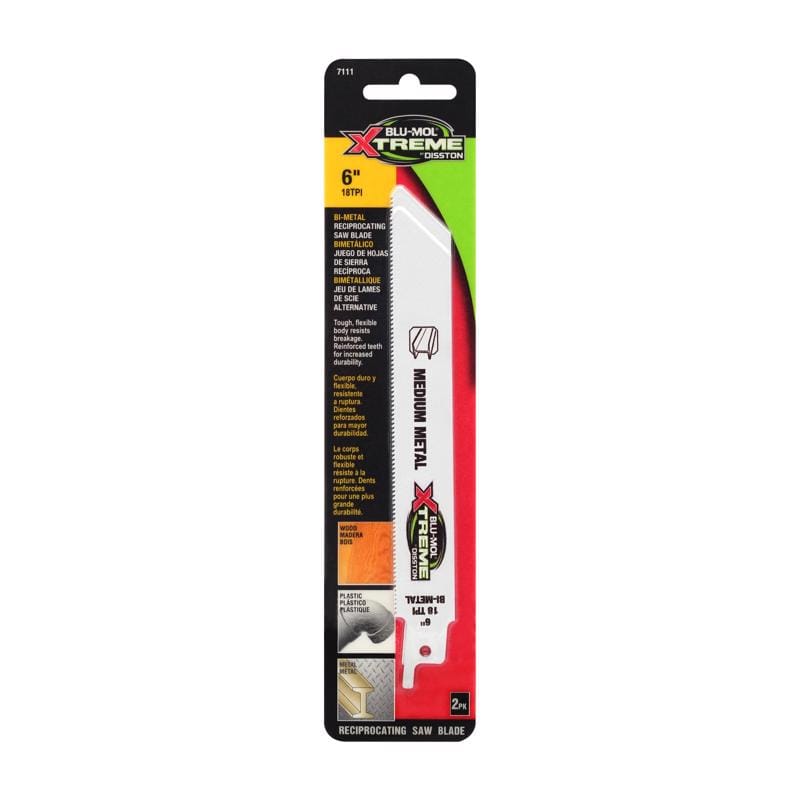 Blu-Mol Xtreme E0217111 6 in. Bi-Metal Reciprocating Saw Blade 18 TPI 1 pk