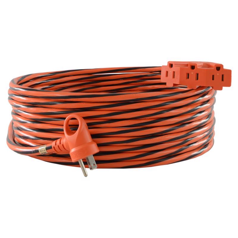 Conntek 24322-600 Indoor or Outdoor 50 ft. L Black/Orange Triple Outlet Cord 12/3 SJTW