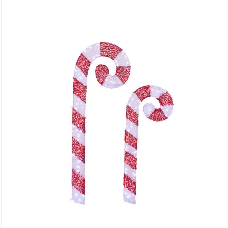 Celebrations 06-01041A LED Red/White Candy Canes 3 and 4 ft. Yard Decor