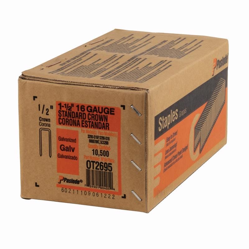 Paslode 0T2695 Crown Staples 1/2 in. W X 1-1/2 in. L 16 Ga. Flat Crown Staples 10500 pk
