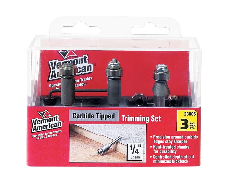 Vermont American 23006 1/4 in. D X Multi Size in. X 4 in. L laminate trim Router Bit Set 3 pc