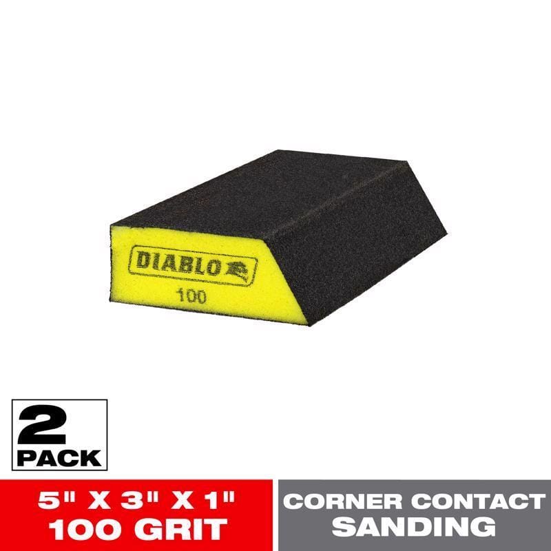 Diablo DFBLANGFIN04G 5 in. L X 3 in. W X 1 in. 100 Grit Fine Angled Sanding Sponge
