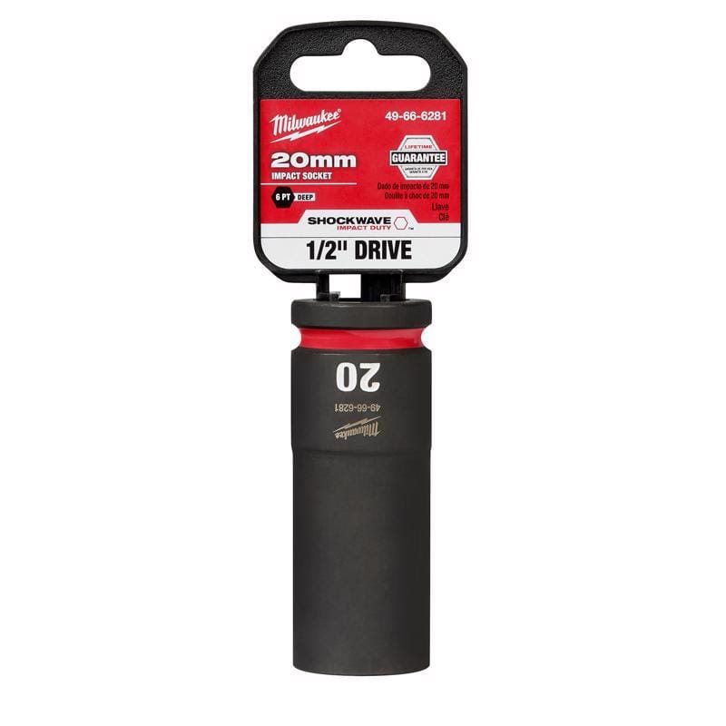 Milwaukee 49-66-6281 SHOCKWAVE 20 mm X 1/2 in. drive Metric/SAE 6 Point Deep Impact Socket 1 pc