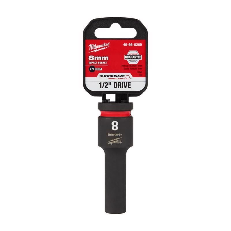 Milwaukee 49-66-6269 SHOCKWAVE 8 mm X 1/2 in. drive Metric 6 Point Deep Impact Socket 1 pc