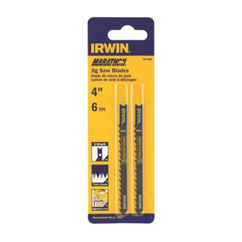 Irwin 3071406 Marathon 4 in. Carbon Steel U-Shank Jig Saw Blade 6 TPI 2 pk