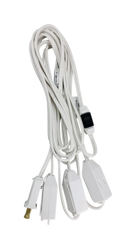 Projex XM-SPT2-15WHP Christmas Tree Indoor 15 ft. L White Extension Cord w/Switch 18/2 SPT-2